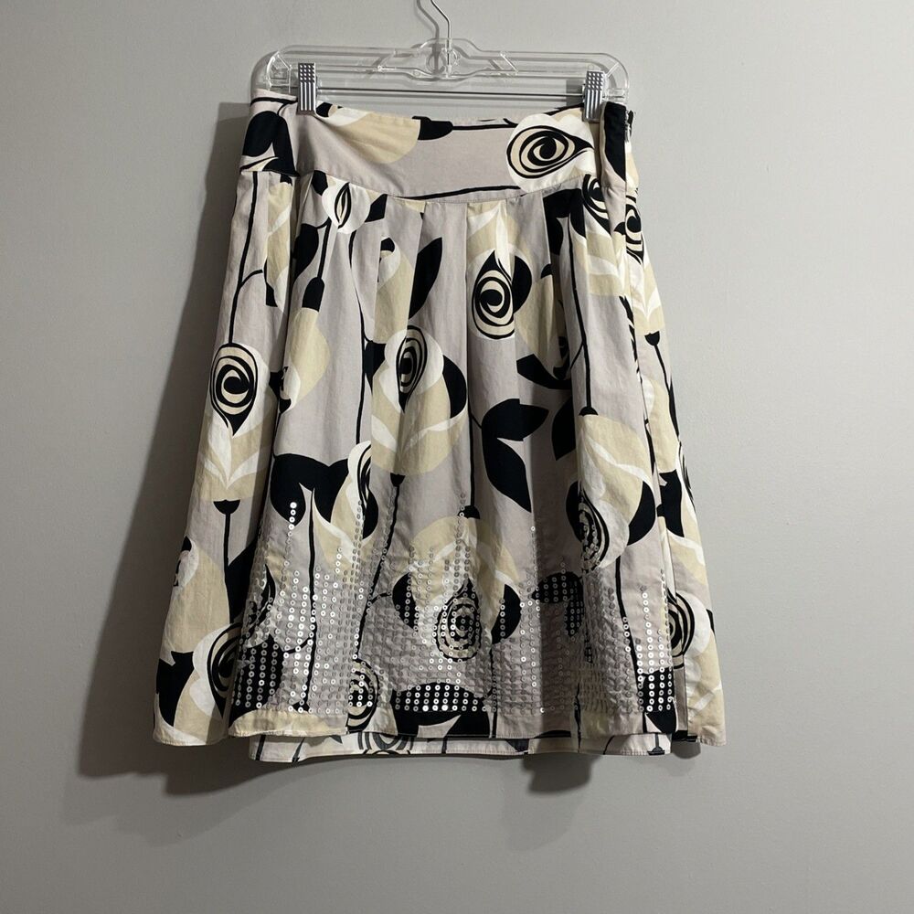 Emma James Women’s Boho Heritage Brown Floral Skirt Petite 12P Side Zip